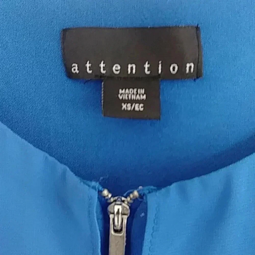 attention blue dress